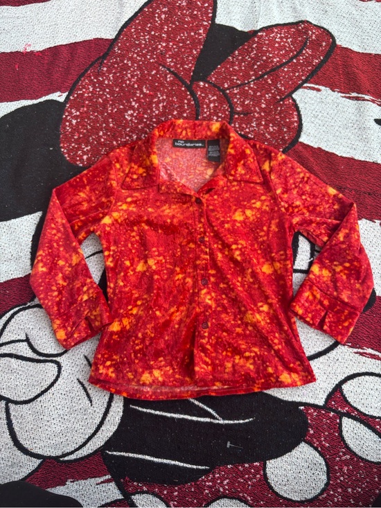 No Boundaries Other - VINTAGE Y2K NO BOUNDARIES ORANGE VELOUR LONG SLEEVE TOP SIZE GIRLS LARGE 10/12